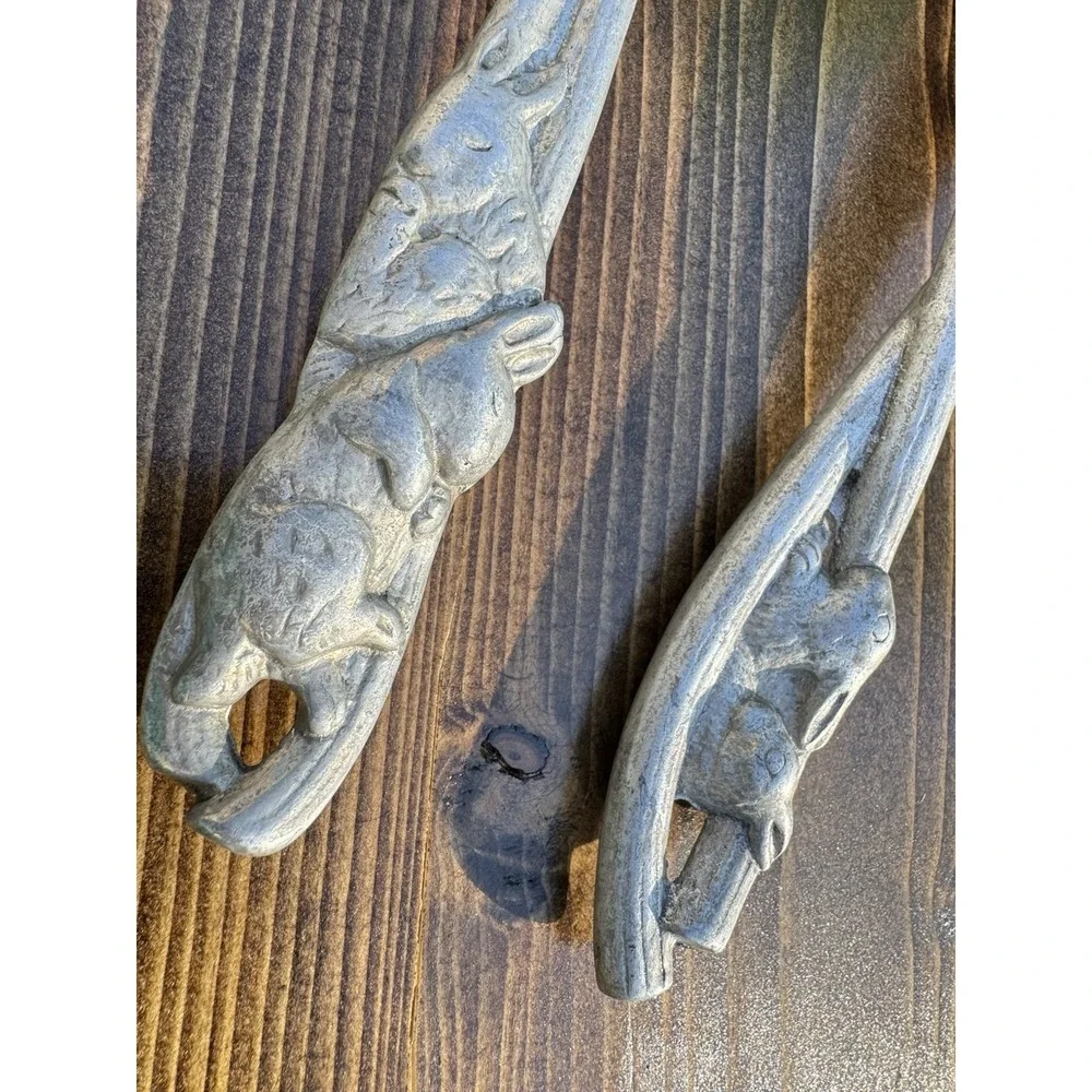 Arthur Court Bunny Rabbit Salad Serving Set Spoon‎ Fork Aluminum Vintage 1991